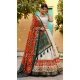 Orange And White Tussar Silk Foil Print Work Navratri Chaniya Choli -9457187356