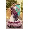 Purple And White Tussar Silk Foil Print Work Plus Size Navratri Chaniya Choli -9457187357