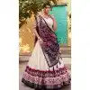Purple And White Tussar Silk Foil Print Work Plus Size Navratri Chaniya Choli -9457187357