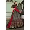 Tussar Silk Foil Print Work Plus Size Navratri Chaniya Choli In Grey - 9489187544