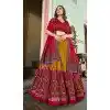 Tussar Silk Foil Print Work Plus Size Navratri Chaniya Choli In Mustard - 9489187545