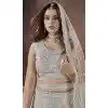 Premium Net Sequins Work Wedding Wear Plus Size Lehenga Choli Off White - 9496187609