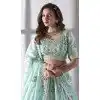 Sky Blue Organza Embroidery Work Designer Wear Plus Size Lehenga Choli  - 9498187614