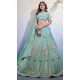 Georgette Embroidery Work Wedding Wear Lehenga Choli In Sky Blue - 9500187621