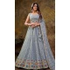 Carduna Blue Net Embroidery Work Wedding Wear Lehenga Choli - 9501187625