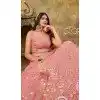 Pink Net Embroidery Work Plus Size Wedding Wear Lehenga Choli - 9501187627