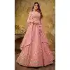 Pink Net Embroidery Work Plus Size Wedding Wear Lehenga Choli - 9501187627