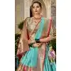 Sky Blue Jacquard Silk Zari Work Traditional Wear Plus Size Lehenga Choli - 9503187634