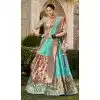 Sky Blue Jacquard Silk Zari Work Traditional Wear Plus Size Lehenga Choli - 9503187634