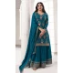 Aqua Blue Chinon Embroidery Work Prachi Desai Sharara Suit -9510187690
