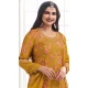 Yellow Chinon Embroidery Work Prachi Desai Sharara Suit -9510187692