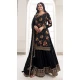 Black Chinon Embroidery Work Prachi Desai Sharara Suit -9510187695