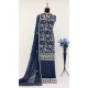 Georgette Embroidery Party Wear Sharara Suit In Rama Blue Color - 9512187702