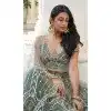Dusty Green Butterfly Net Embroidery Work Plus Size Lehenga Choli - 9536187911