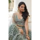 Dusty Green Butterfly Net Embroidery Work Lehenga Choli - 9536187911