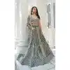 Dusty Green Butterfly Net Embroidery Work Plus Size Lehenga Choli - 9536187911