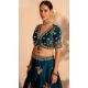 Georgette Sequins Work Readymade Lehenga Choli In Rama Green - 9537187914
