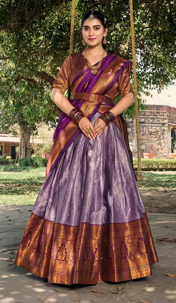 Jacquard Silk Weaving Work Party Wear Lehenga Choli In Grey - 9545187962