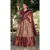 Jacquard Silk Weaving Work Party Wear Plus Size Lehenga Choli In Brown - 9545187963