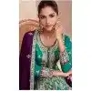 Silk Embroidered Pakistani Style Palazzo Plus Size Salwar Suit In Teal Blue - 95671888080
