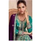 Silk Embroidered Pakistani Style Palazzo Salwar Suit In Teal Blue - 95671888080