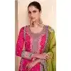 Silk Embroidered Pakistani Style Palazzo Plus Size Salwar Suit In Fuchsia Pink - 95671888081