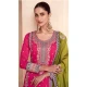 Silk Embroidered Pakistani Style Palazzo Salwar Suit In Fuchsia Pink - 95671888081