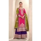 Silk Embroidered Pakistani Style Palazzo Salwar Suit In Fuchsia Pink - 95671888081