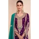 Silk Embroidered Pakistani Style Palazzo Salwar Suit In Violet- 95671888082