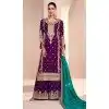 Silk Embroidered Pakistani Style Palazzo Plus Size Salwar Suit In Violet- 95671888082