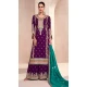 Silk Embroidered Pakistani Style Palazzo Salwar Suit In Violet- 95671888082