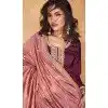 Silk Embroidery Work Readymade Salwar Suit In Wine - 9568188083