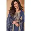 Silk Embroidery Work Readymade Salwar Suit In Steel Blue - 9568188084