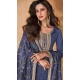 Silk Embroidery Work Readymade Salwar Suit In Steel Blue - 9568188084