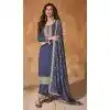Silk Embroidery Work Readymade Salwar Suit In Steel Blue - 9568188084