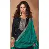 Silk Embroidery Work Readymade Salwar Suit In Navy Blue - 9568188085