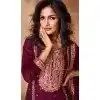 Red Silk Embroidery Work Party Wear Plus Size Palazzo Salwar Suit - 9569188086