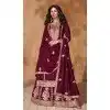 Red Silk Embroidery Work Party Wear Plus Size Palazzo Salwar Suit - 9569188086