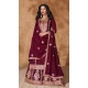 Red Silk Embroidery Work Party Wear Palazzo Salwar Suit - 9569188086