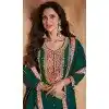 Green Silk Embroidery Work Party Wear Plus Size Palazzo Salwar Suit - 9569188087