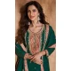 Green Silk Embroidery Work Party Wear Palazzo Salwar Suit - 9569188087