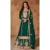Green Silk Embroidery Work Party Wear Plus Size Palazzo Salwar Suit - 9569188087