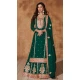 Green Silk Embroidery Work Party Wear Palazzo Salwar Suit - 9569188087
