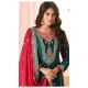 Silk Embroidered Pakistani Palazzo Salwar Suit Teal Blue - 9583188171