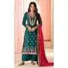 Silk Embroidered Plus Size Pakistani Palazzo Salwar Suit Teal Blue - 9583188171