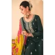 Chinnon Embroidered Designer Wear Salwar Suit In Olive Green - 9584188172