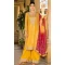 Chinon Bandhani Printed Party Wear Palazzo Salwar Kameez In Yellow - 146911236