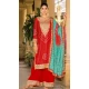 Chinon Bandhani Printed Party Wear Palazzo Salwar Kameez In Red - 146911239