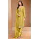 Yellow Organza Chiffon Embroidered Party Wear Salwar Suit - 147001291