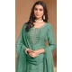 Green Organza Chiffon Embroidered Party Wear Salwar Suit - 147001293